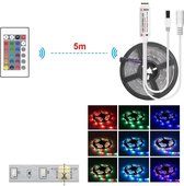 5 meter RGB led strip set - Inclusief afstandsbediening - Inclusief adapter - 50 leds per meter