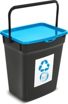 Plast Team Kunststof afvalbak met deksel 10L Afvalscheidingssysteem Recycling Prullenbak Afvalopvangbak - Blauw