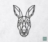 Laserfabrique Wanddecoratie - Geometrische Kangoeroe - Medium - Zwart - Geometrische dieren en vormen - Houten dieren - Muurdecoratie - Line art - Wall art