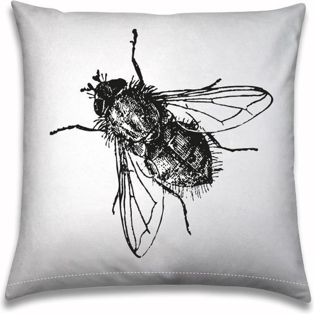 Buitenkussen | 50x50cm | Zwart-wit | Vlieg | Vliegjes | Outdoor |Tuinkussen | Sloepkussen | Bootkussen