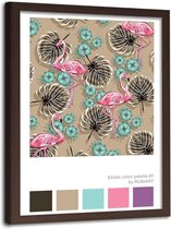 Foto in frame , Abstracte Flamingo's , 70x100cm , multikleur, wanddecoratie , Premium print