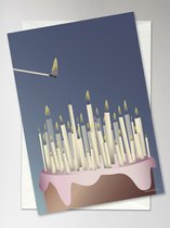 Vissevasse Wenskaart - Verjaardag - Cake With Candles - 10,5 x 15 cm