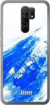 Xiaomi Redmi 9 Hoesje Transparant TPU Case - Blue Brush Stroke #ffffff