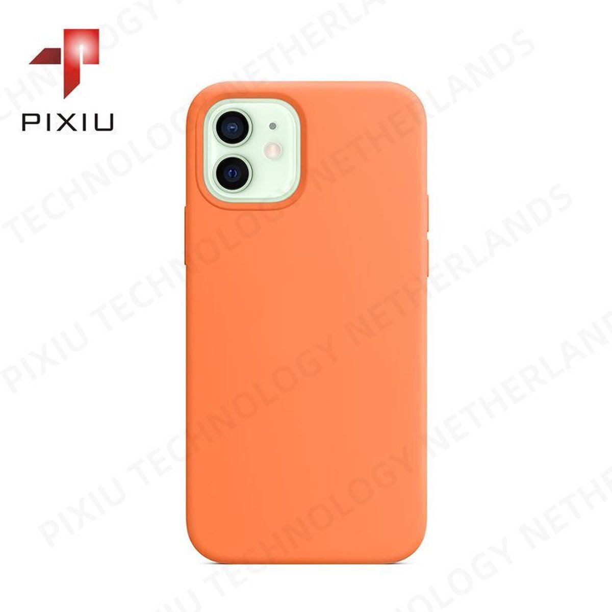 Pixiu Siliconenhoesje met magnetische ring voor iPhone 12 /12 Pro - iPhone 12 hoesje - Oranje