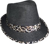 Hoed met panter print - Zwart - Maat 57/58 cm (hoofdomtrek)