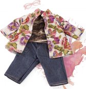 Götz poppenkleding combi garden rose broek, jack, shirt en roze bril 45-50cm