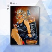 Diamond Painting pakket Dikke Dame met Whiskey - 30x40cm - ronde steentjes