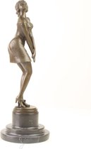 Beeld - brons - vrouw - "pensive" - 35,9cm hoog