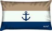 Buitenkussen Denim Original blauw beige waterafstotend 40x60cm bootkussen Nederlandse vlag