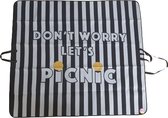 picknickkleed - buitenrecreatie -buitenkleed- zwart/wit gestreept-Met tekst-op te vouwen als tas