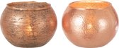 J-Line Theelichthouder Anais Glas Roze Small Assortiment Van Twee