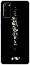 6F hoesje - geschikt voor Samsung Galaxy S20 -  Transparant TPU Case - White flowers in the dark #ffffff