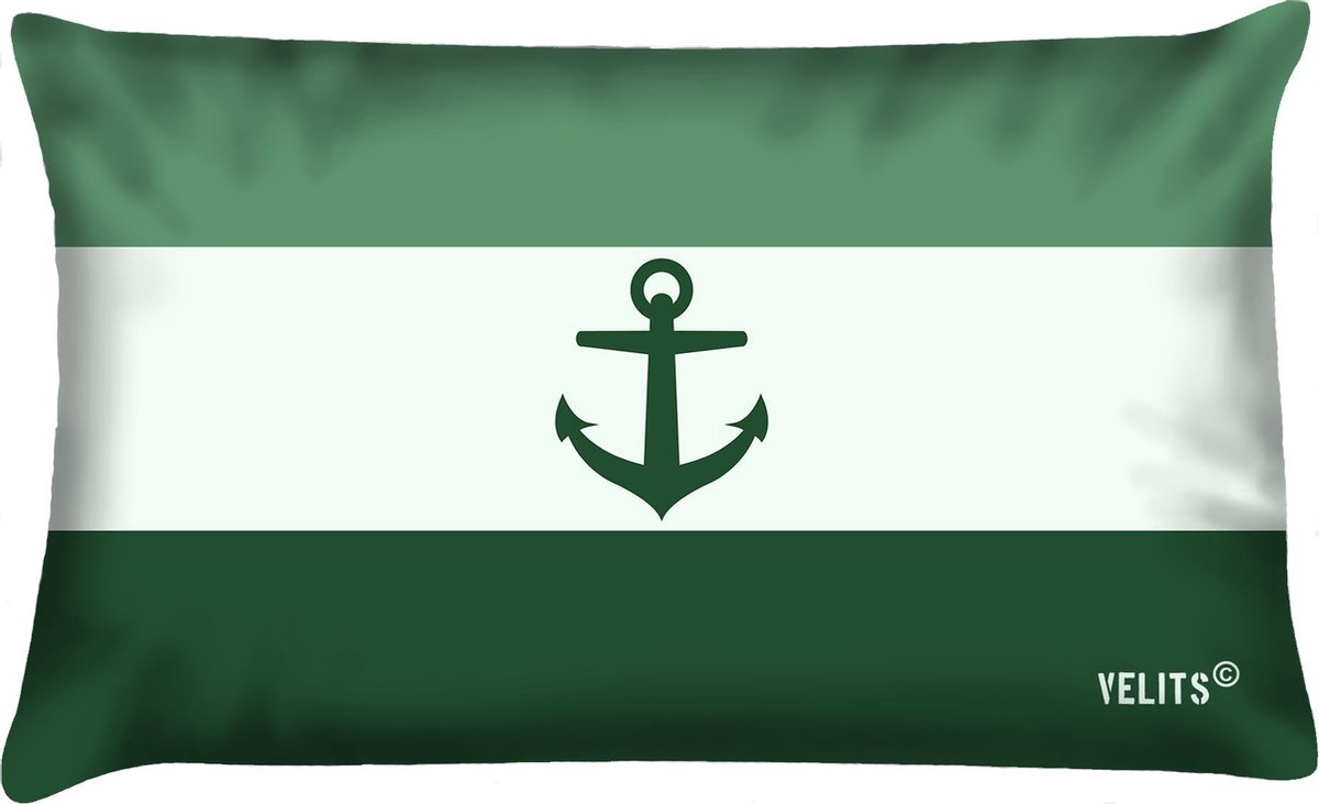 Velits outdoor Sierkussen - Buitenkussen Groene Vingers Waterafstotend Bootkussen Nederlandse Vlag - Groen - 60 Cm X 40 Cm