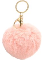 Fluffy sleutelhanger zalm/roze