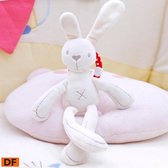 Zachte kinder knuffel met rammel | Wit konijn