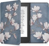 kwmobile hoes geschikt voor Tolino Page 2 - Magnetische sluiting - E reader cover in taupe / wit / blauwgrijs - Magnolia design