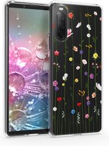 kwmobile telefoonhoesje voor Sony Xperia 10 II - Hoesje voor smartphone in meerkleurig / transparant - Wilde Bloemen Stengels design