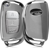 kwmobile autosleutelhoes voor Hyundai 3-knops inklapbare autosleutel - TPU beschermhoes in hoogglans zilver