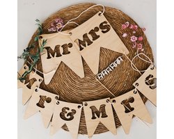 Bruiloft Decoratie Pakket, houten slingers, voor bruidstaart, stoelen, en feestzaal