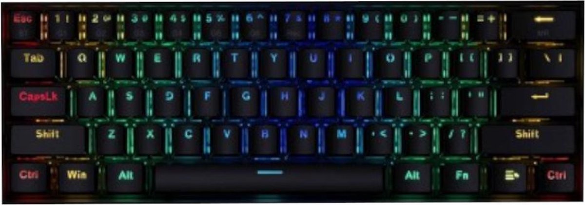 Redragon Draconic K530 - Gaming Keyboard - Oplaadbaar - 60% Toetsenbord - Mechanisch Toetsen - 15 uur Gebruik - Brown Switch - RGB Verlichting - Aluminium Frame - 61 Toetsen - Gaming Toetsenbord - 3000 mAh