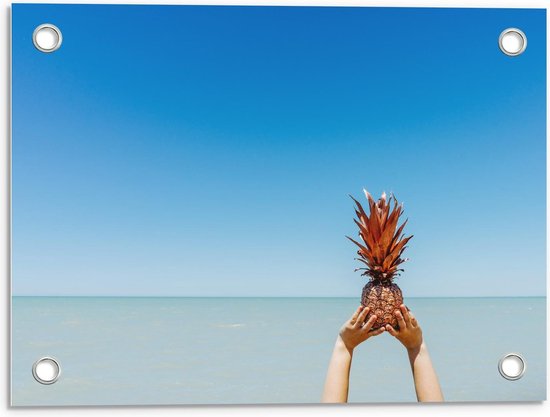 Tuinposter - Gouden Ananas bij Zee - Foto op Tuinposter (wanddecoratie voor buiten en binnen)