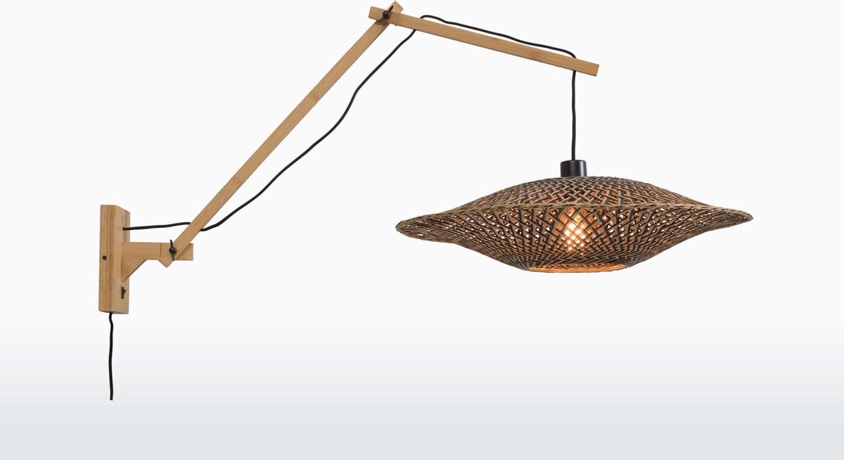 GOOD&MOJO Wandlamp Bali - Bamboe/Zwart - 105x60x55cm - Binnen Scandinavisch,Bohemian