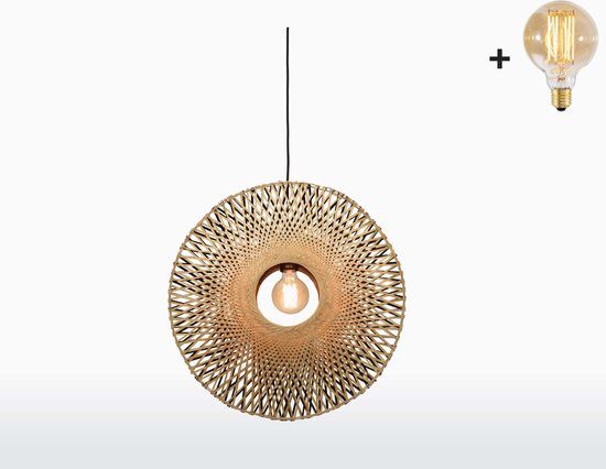 Hanglamp - KALIMANTAN - Bamboe - Verticaal - Medium (60x15cm) - Met LED-lamp