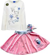 Disney Frozen set velours rok+shirt wit/roze maat 122/128