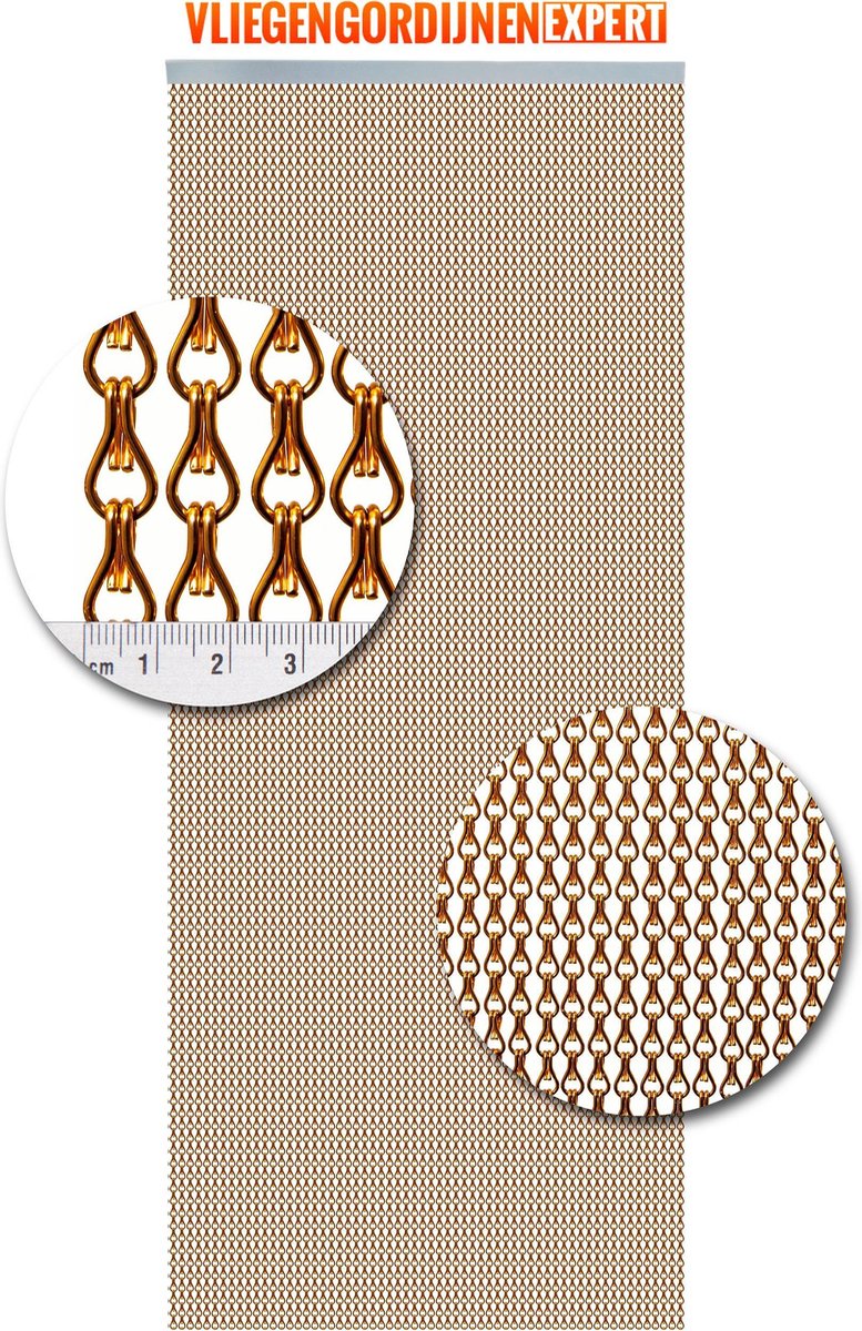 Vliegengordijnenexpert - Vliegengordijn aluminium ketting- 90x210 cm - oranje