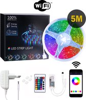 Culture Gadgets Smart LEDSTRIP 5 METER - WiFi Ledstrips 5M - RGB verlichting -  Voor Binnen & Buiten - Muziek Synchronisatie - Sfeerverlichting - iOS en Android Bestuurbaar en afstandsbedieni