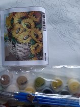 Schilderen op nr- zonnebloemen in mand - 40x50 cm