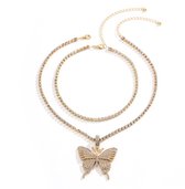 Grote vlinder ketting | goud gekleurd