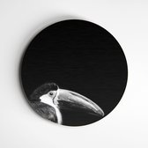 Muurcirkel toekan zwart wit | Exclusive Animals |wanddecoratie - 120x120cm