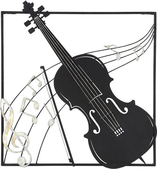 metale wanddecoratie van viool - viool wanddecoratie - viool met muzieknoten