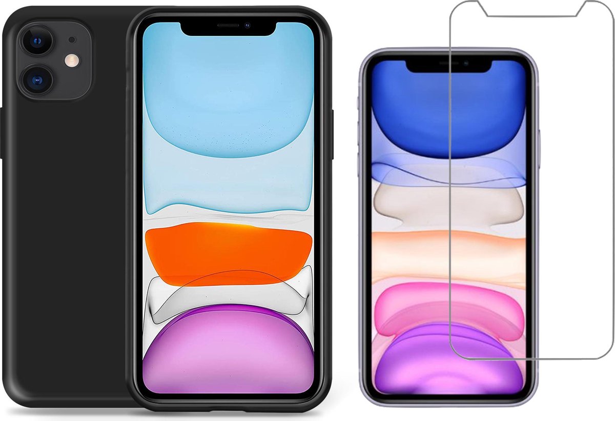 Hoesje geschikt voor iPhone 11 Zwart + Screenprotector