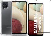 Hoesje geschikt voor Samsung Galaxy A12 - Screenprotector Glas - Shockline Case Cover Hoes