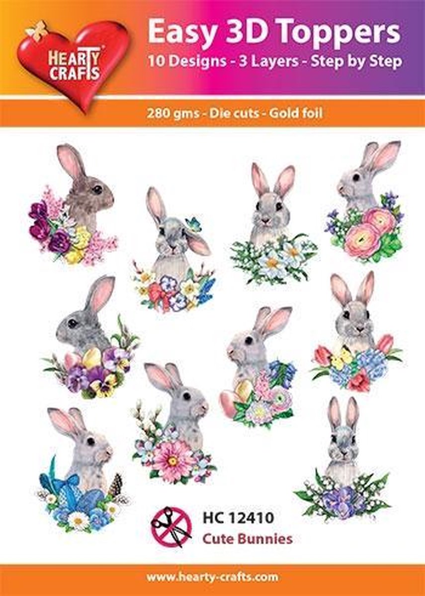 Hearty Crafts - Easy 3D Toppers - Cute Bunnies