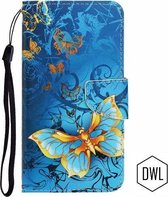 hoesje voor Samsung Galaxy A51 | vlinder (goud groot) print | book case wallet cover met ruimte voor pasjes