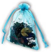 Organza zakjes hemels blauw met vlinders - 11x16 cm 100 stuks / cadeauzakjes