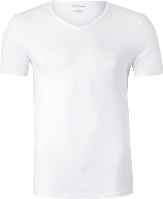 Emporio Armani T-shirts Pure Cotton (2-pack) - heren T-shirts V-hals - wit  - Maat: S | bol.com