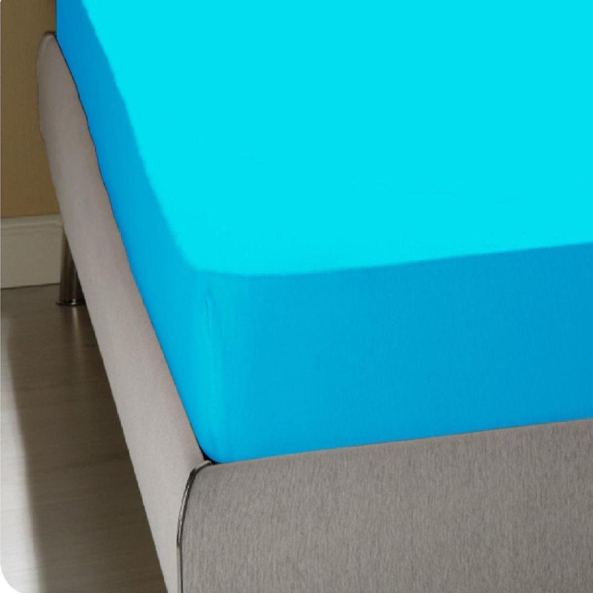 Homee Hoeslaken Jersey stretch aqua 120x200/220 +30 cm twijfelaar bed