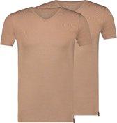 RJ Bodywear The Good Life T-shirts (2-pack) - slim fit heren T-shirts V-hals - beige - Maat: M