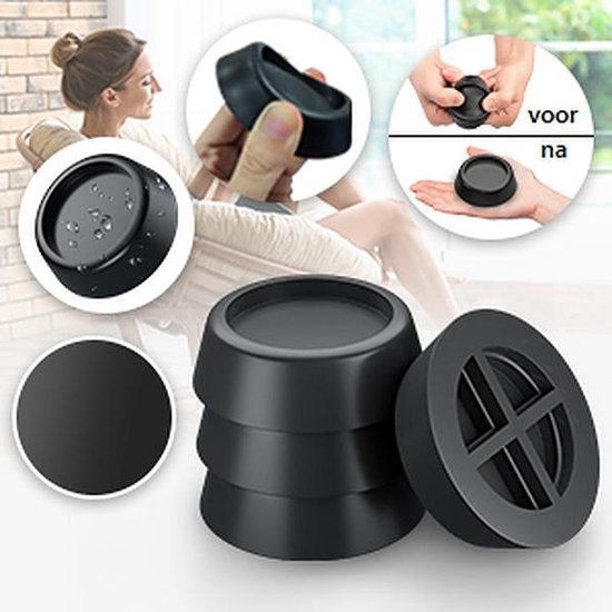 ARISTOS Trillingsdemper tegen trillingen van wasmachines, drogers en muziekinstallaties, 4 x antislip rubberen buffer als absorber en dempers voor alle fabrikanten