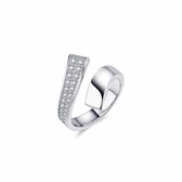 Jewels Inc. - Ring - Ring ouvert avec Zirconia et finition polie - 19mm - Taille 48 - rhodié Argent 925