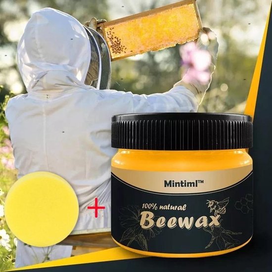 Beewax™ Meubelwax + spons - Natuurlijke Bijenwas Pot 80 gr - Geurloos - Complete Oplossing - Meubelen Hout Care - Meubels Poetsmiddel - Wax Bijen - Waterafstotend