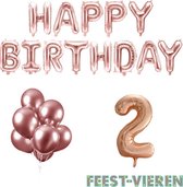2 jaar Verjaardag Versiering Ballon Pakket Rosé Goud