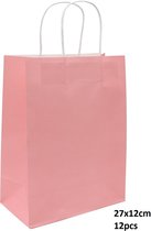 Cadeautas - Giftbag Papier - Set van 12 Stuks - 27x12 cm - Roze