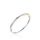 Gisser Jewels - Armband - Bangle gezet met Zirkonia - 5mm Breed - Maat 60 - Bi-color Geelgoud Verguld Zilver 925