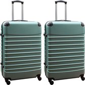 Travelerz kofferset 2 delige ABS groot - met cijferslot - 95 liter - groen