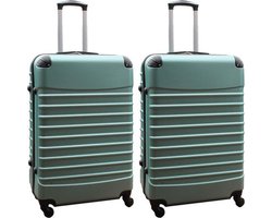 Merkloos Travelerz kofferset 2 delige ABS groot - met cijferslot - 95 liter - groen